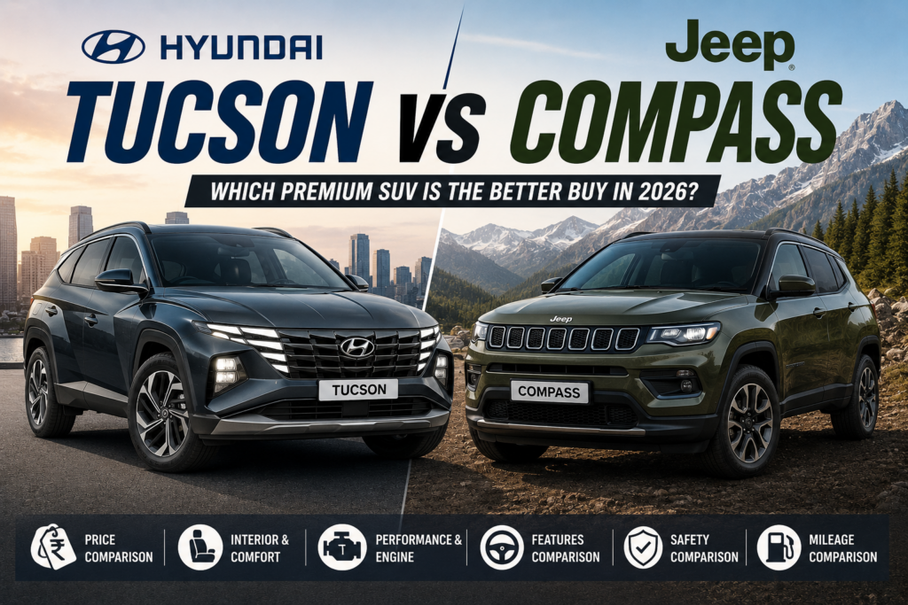 Hyundai Tucson vs Jeep Compass 2026: Price, Features, Mileage & Verdict